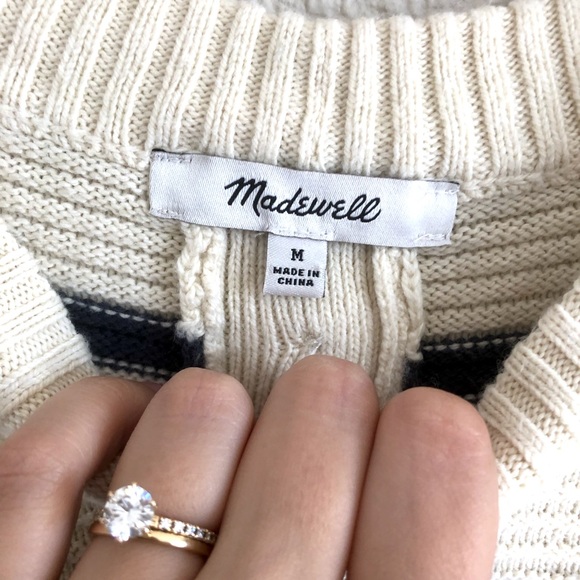 Madewell Greensboro Striped Button-Back Sweater | M - Picture 8 of 11
